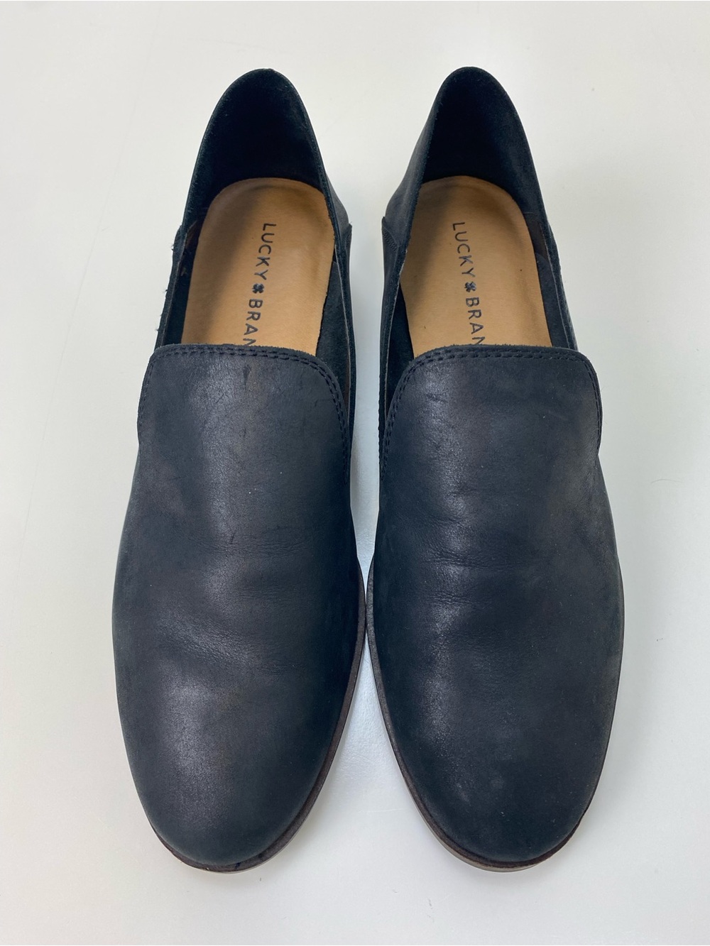 Lucky Brand Black Leather Slip-On Loafers